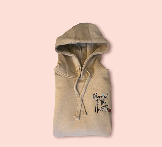 Embroidered Khaki Unisex Hoodie - Married to the Hu$tle