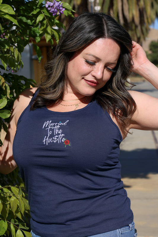 Embroidered Racerback Tank - Married to the Hu$tle